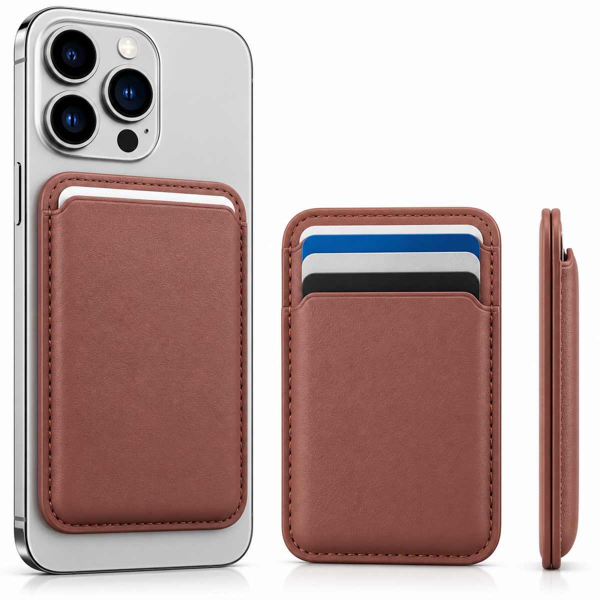 RIDS Technologies MagSafe Wallet – Magnetic Card Holder for iPhone, Slim Leather Finish