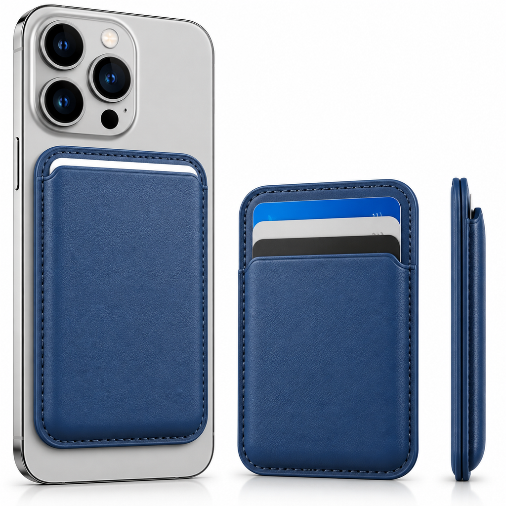 RIDS Technologies MagSafe Wallet – Magnetic Card Holder for iPhone, Slim Leather Finish INDIGO