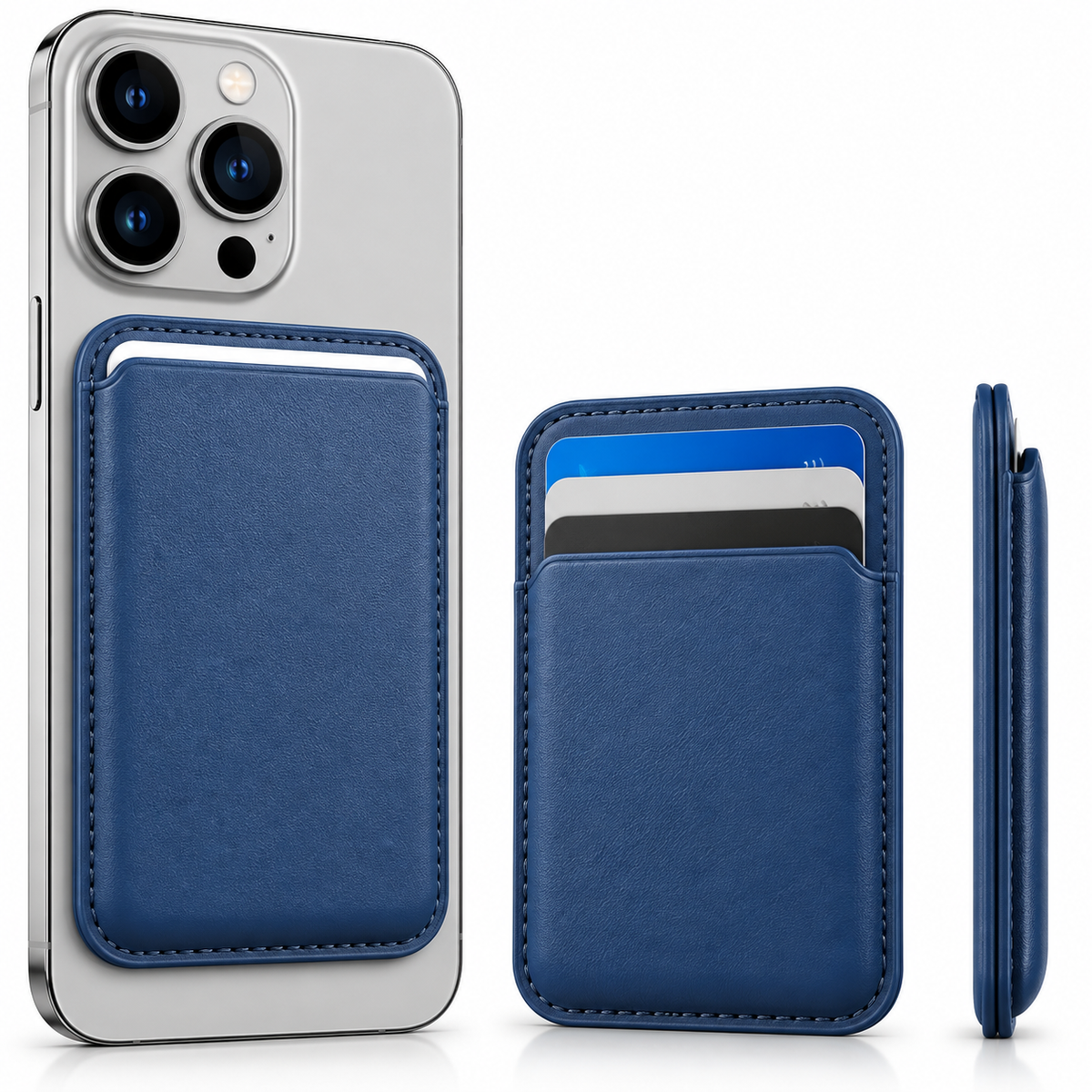 RIDS Technologies MagSafe Wallet – Magnetic Card Holder for iPhone, Slim Leather Finish INDIGO