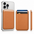 RIDS Technologies MagSafe Wallet – Magnetic Card Holder for iPhone, Slim Leather Finish TAN