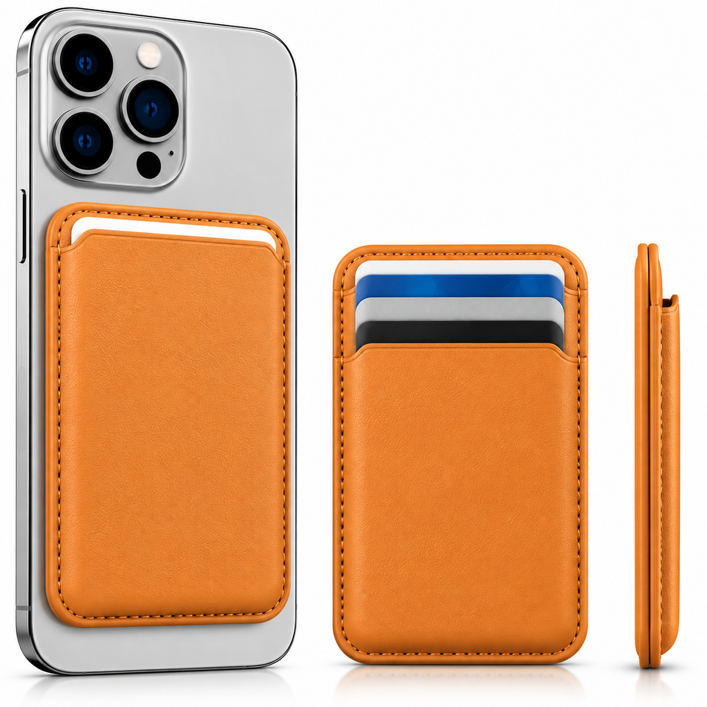 RIDS Technologies MagSafe Wallet – Magnetic Card Holder for iPhone, Slim Leather Finish ROYAL YELLOW