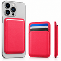 RIDS Technologies MagSafe Wallet – Magnetic Card Holder for iPhone, Slim Leather Finish RED